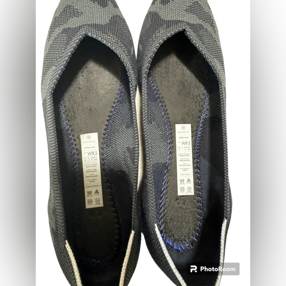 Rothy’s Rare HTF Retired Gray Black The Point Camo Flat Slip On size 9.5 - Picture 4 of 5